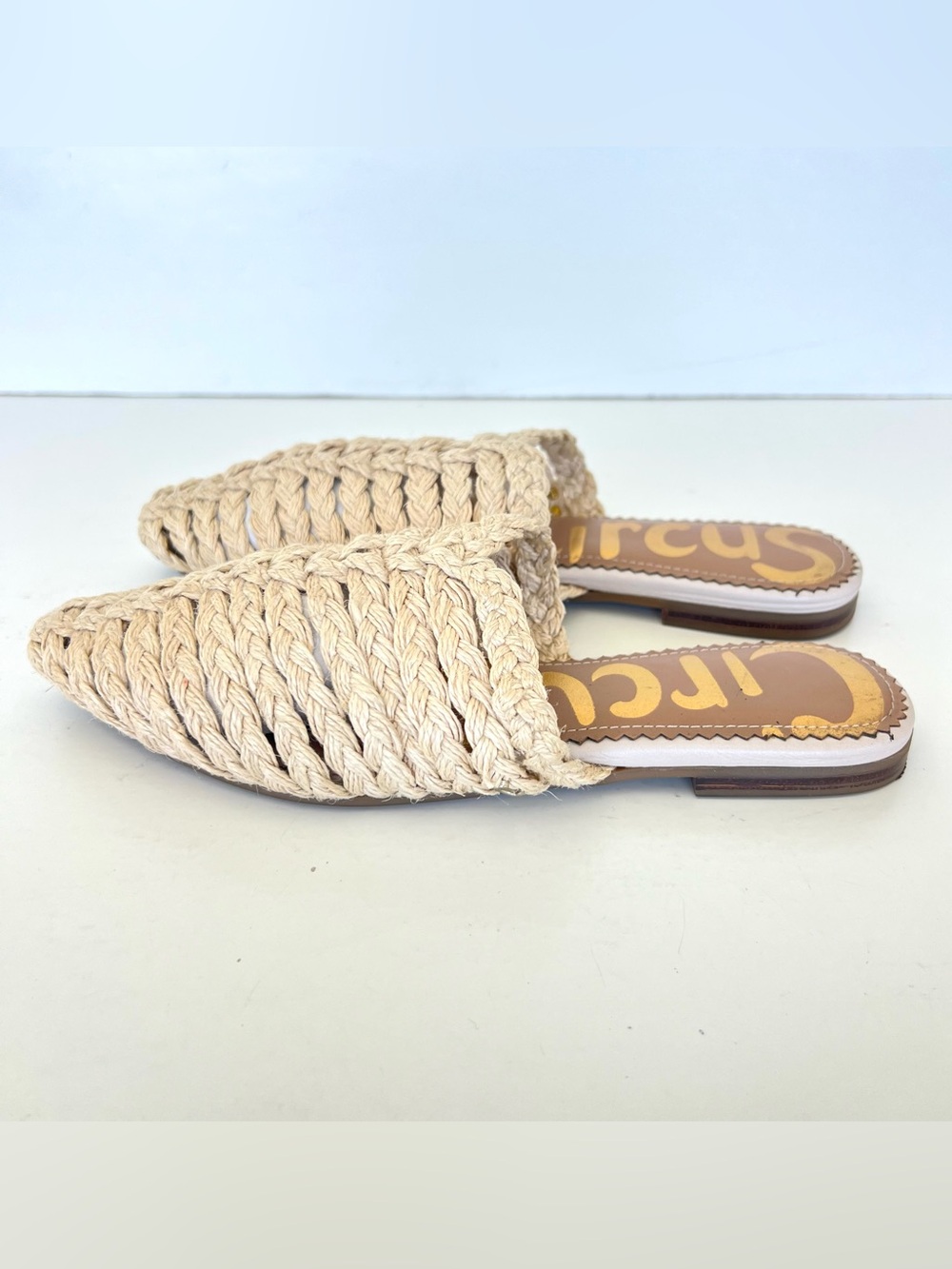 SAM EDELMAN Circus Cream Braided Pointy Closed Toe Summer Boho Ballet Flats Sz 8 - Picture 5 of 12
